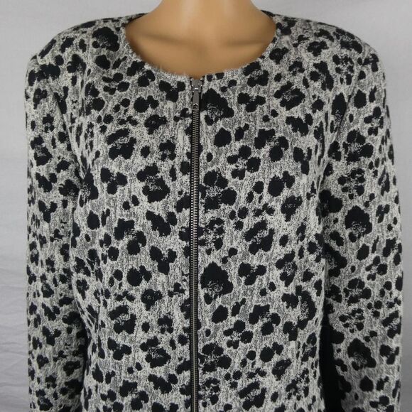 Lafayette 148 New York Tailored Wool Blend Animal Print Full Zip Up Blazer 16 - Picture 3 of 11